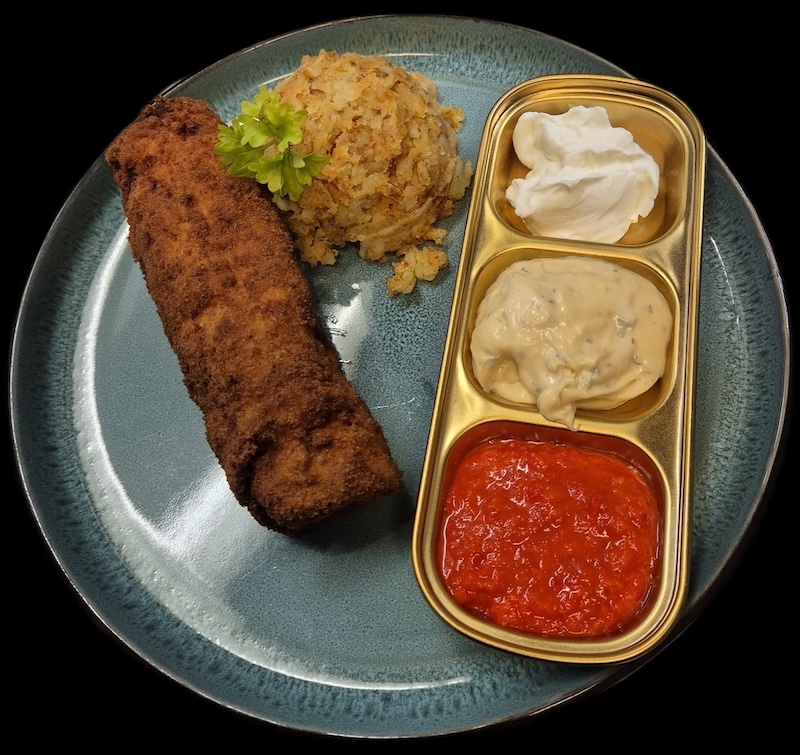 Karadjordjeva med köttfärs och ost på Restaurang Fisken