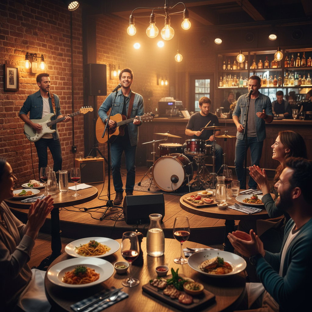 Liveband och middag på Restaurang Fisken