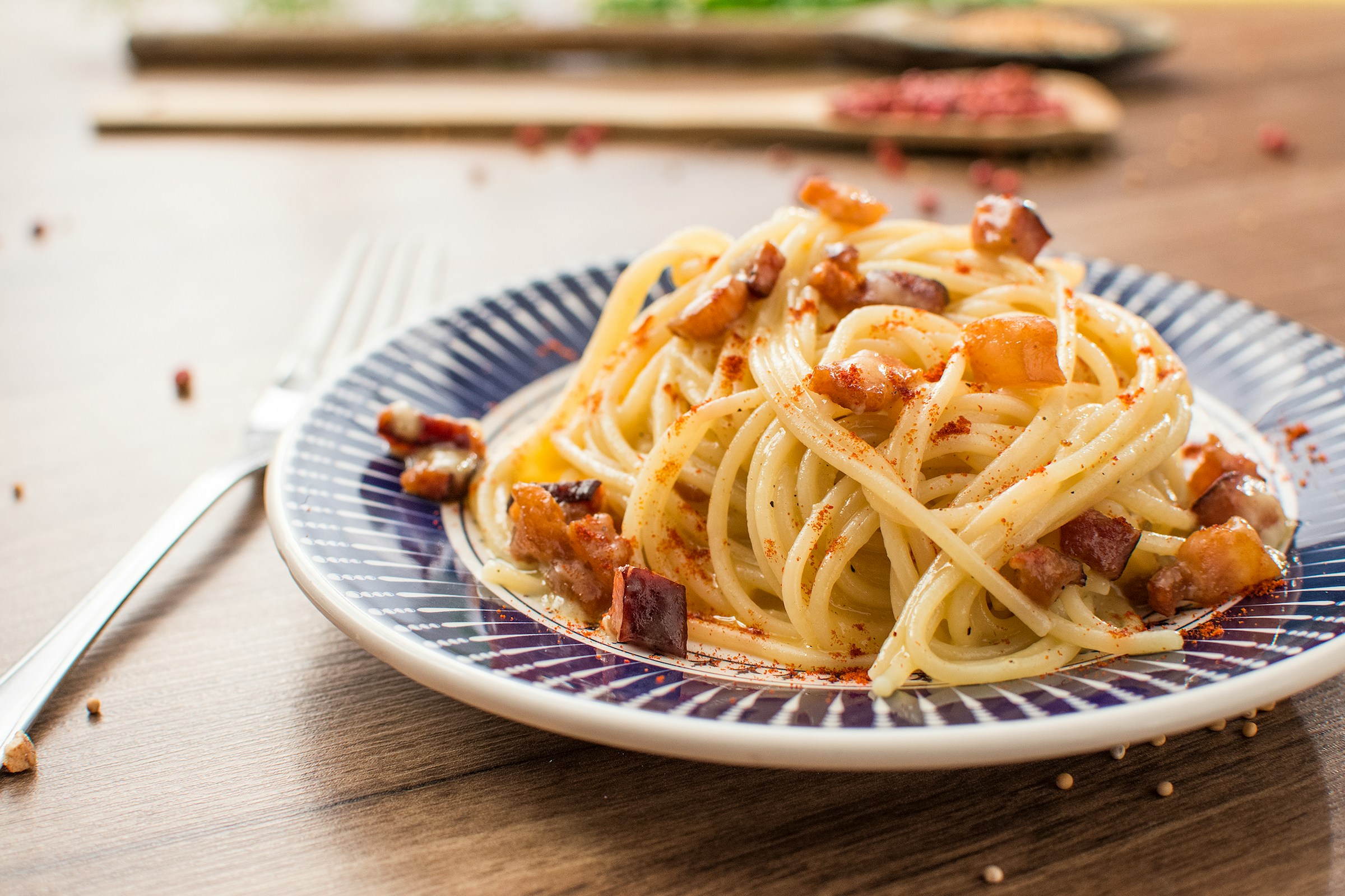 Lunchpasta serverad på Restaurang Fisken